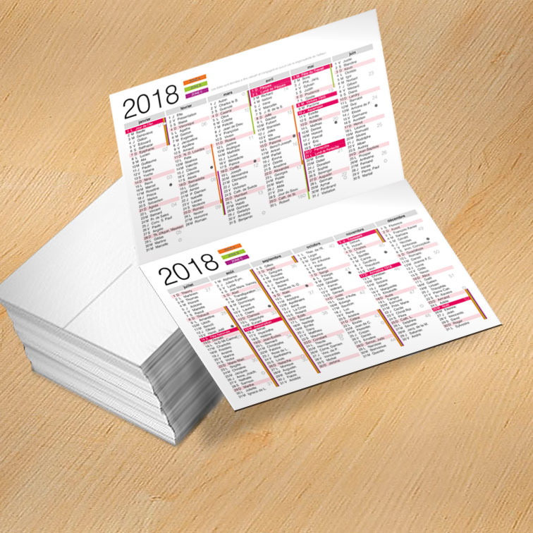 Calendrier de poche