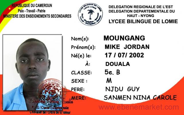 Carte d'identité scolaire
